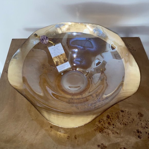 Hand Decorated Glass with Gold Folio - Picture 1 of 3